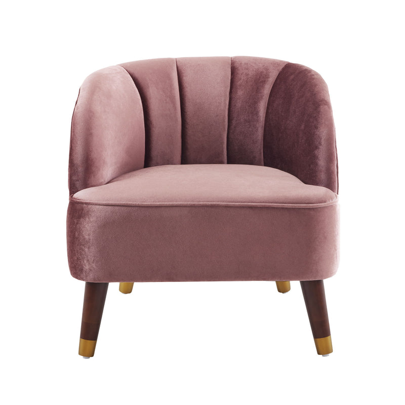 Elegant Upholstered Barrel Accent Chair With Wooden Legs