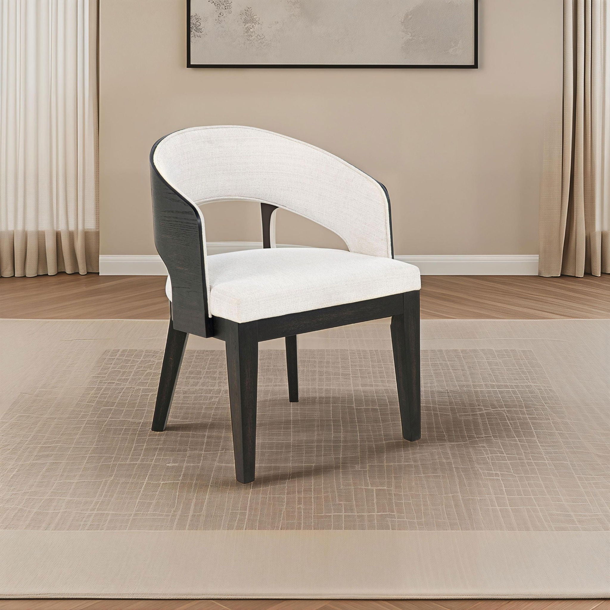 Leandro Upholstered Dining Arm Chair Cream (Set of 2) - Atlantic Fine Furniture Melbourne FL