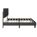 King size Panel Bed Frame with Adjustable Button-Tufted Headboard for Bedroom/Linen Upholstered/Wood Slat Support/Easy Assembly,Dark Grey