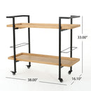 Modern Industrial Bar Cart With Shelving And Casters