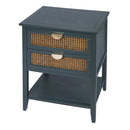 2 Drawer Side Table, Natural Rattan