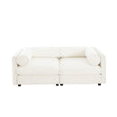Stylish Chenille Sofa With Storage Seat And Cylindrical Backrest