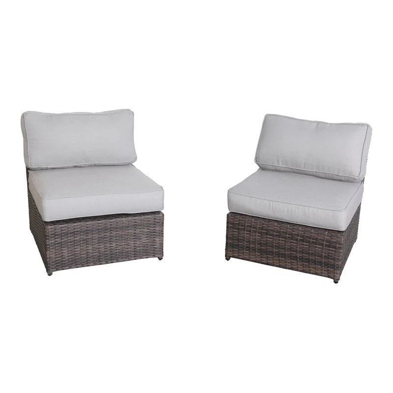 2 Person Seating Set & Cushions - Brown / Gray