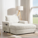Oversized Chaise Lounge Indoor Rabbit Fur Sofa Bed With Storage Ottoman And Armrests Cup Holders With Deep Seat