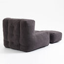 Modern Indoor Fluffy Bean Bag Chair With Memory Foam And Ottoman, Super Soft
