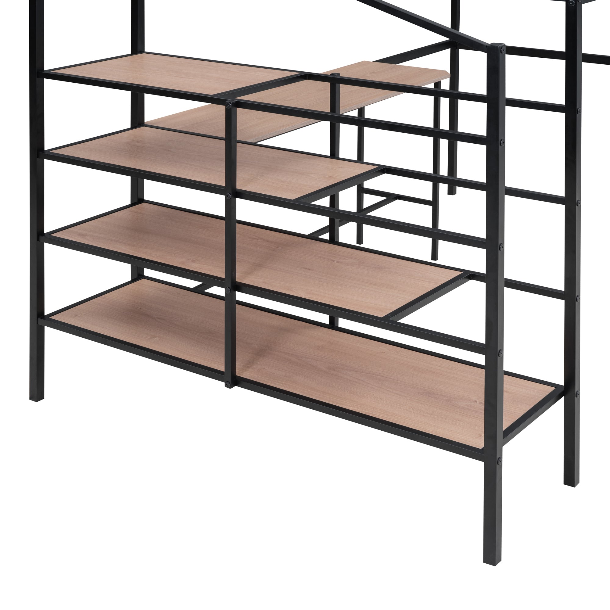 Full Size Metal Loft Bed with Desk and Lateral Storage Ladder, Black - Atlantic Fine Furniture Melbourne FL