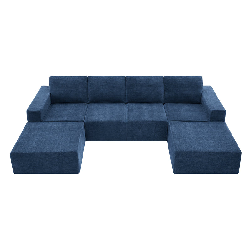 [VIDEO provided][New]110*72" Modular U Shaped Sectional Sofa,Luxury Chenille Floor Couch Set,Upholstered Indoor Furniture,Foam-Filled Sleeper Sofa Bed for Living Room,Bedroom,Free Combination,3 Colors