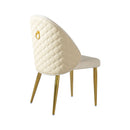 2 Pieces Contemporary Stainless Steel Dining Chair With Upholstery And Leather Backrest - Gold