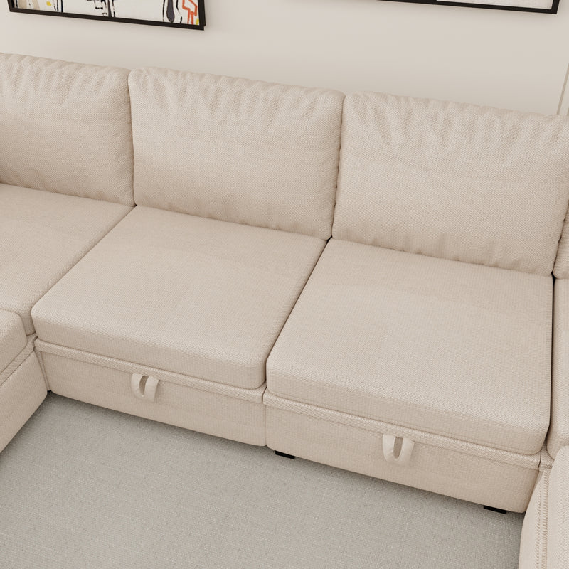 UNITED WE WIN Modular Sectional Sofa U Shaped Modular Couch with Reversible Chaise Modular Sofa Sectional Couch with Storage Seats