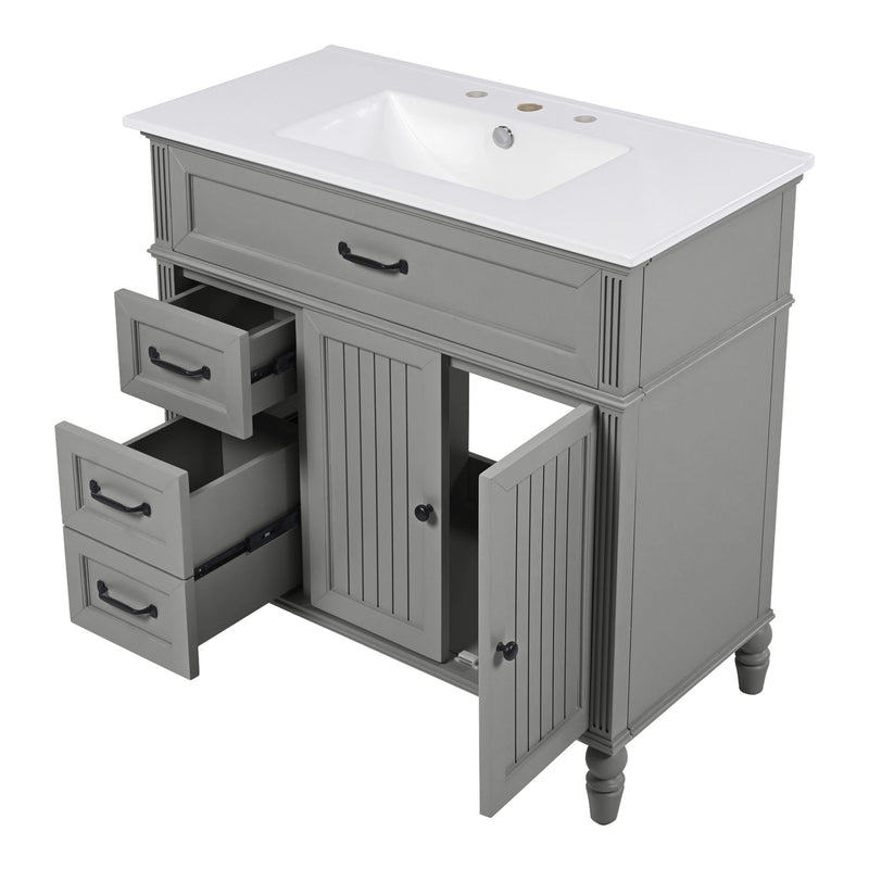 Bathroom Vanity With Sink, Freestanding Cabinet & Drawers