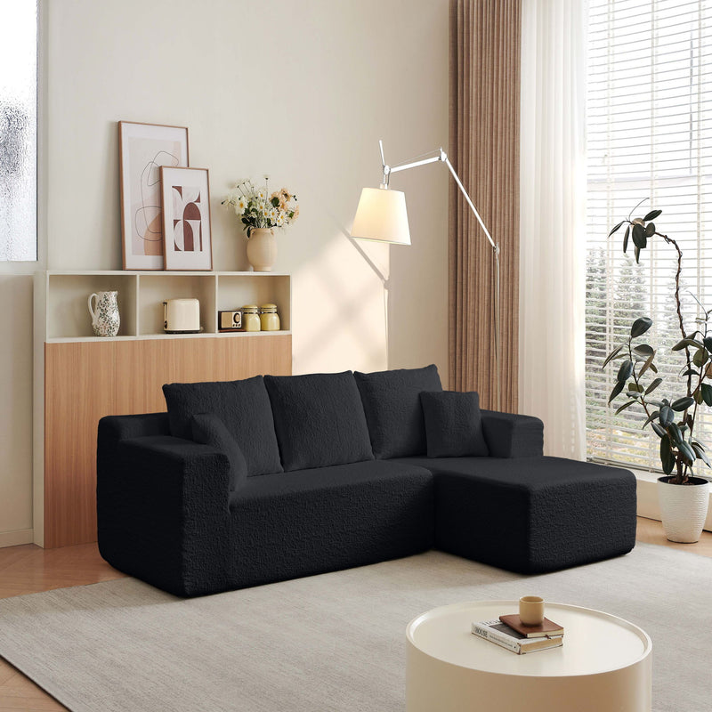 Modular Cloud Sectional Couch With L Shape Chaise - Black