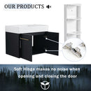 Modern Wall Mounted Bathroom Vanity With Thick Edge Resin Sink And Storage Rack