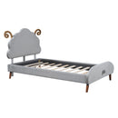 Upholstered Platform Bed With Sheep Shaped Headboard