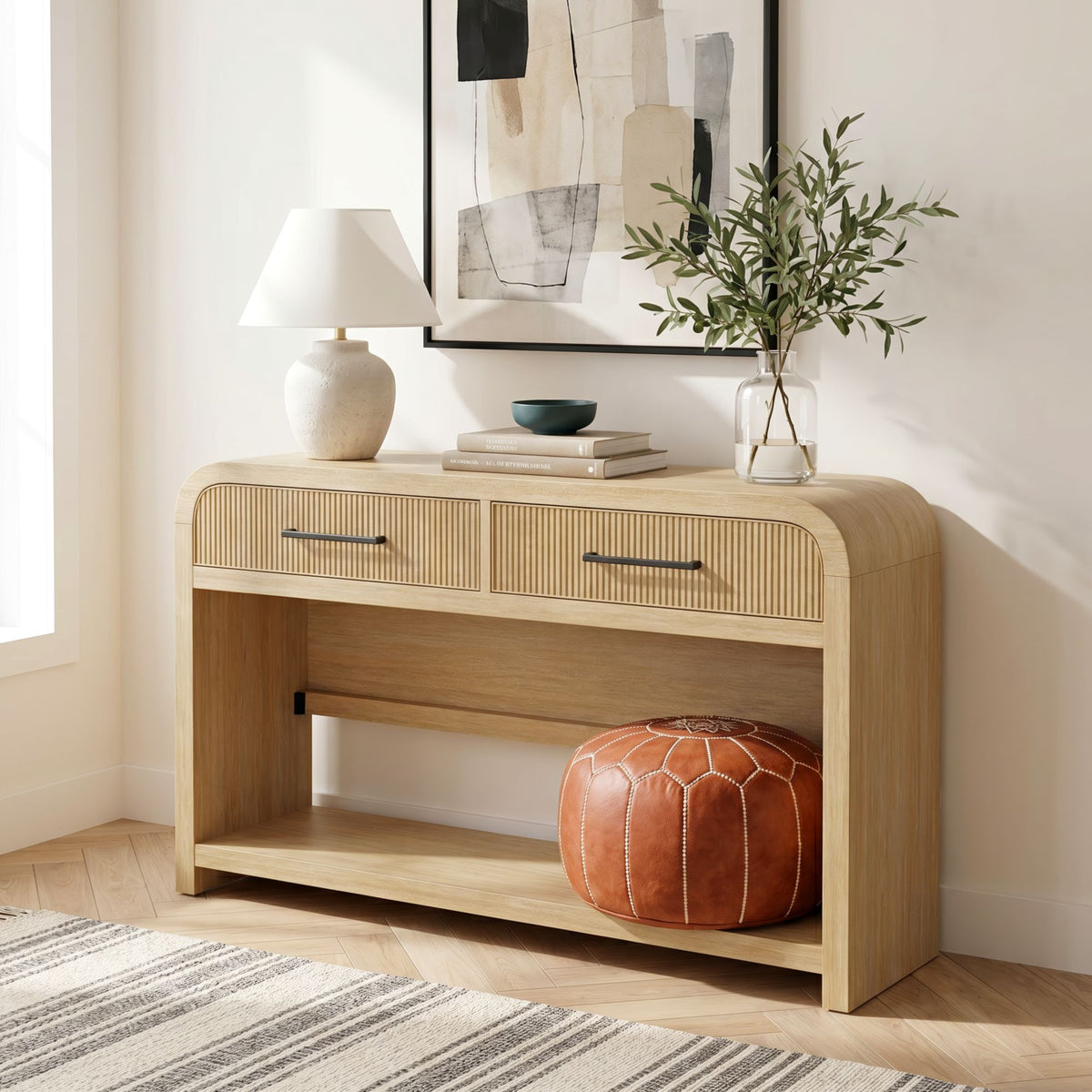 Ridgemont Sofa Table With Bottom Shelf in Black by Elements International, view 12