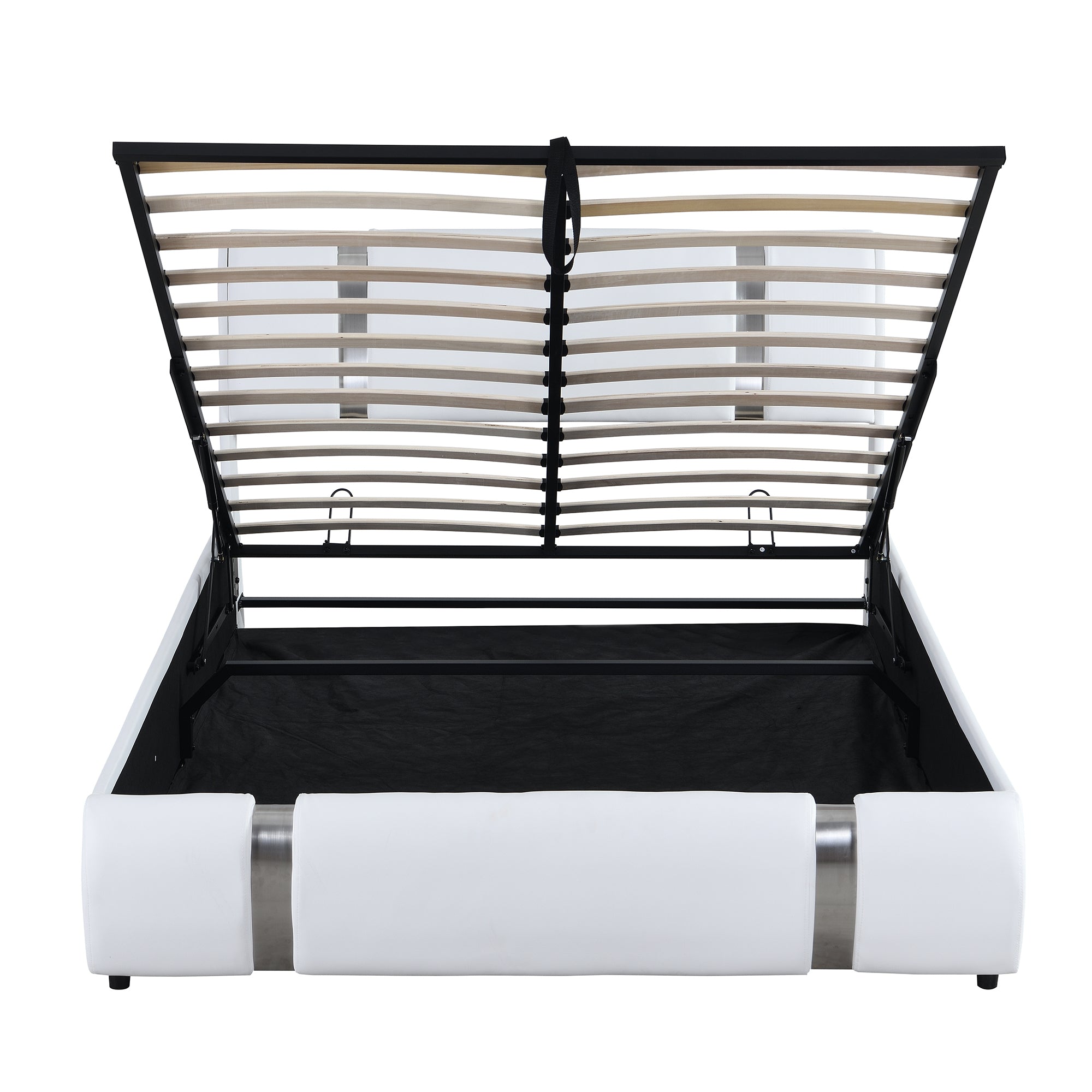 Queen Size Upholstered Faux Leather Platform bed with a Hydraulic Storage System, White - Atlantic Fine Furniture Melbourne FL