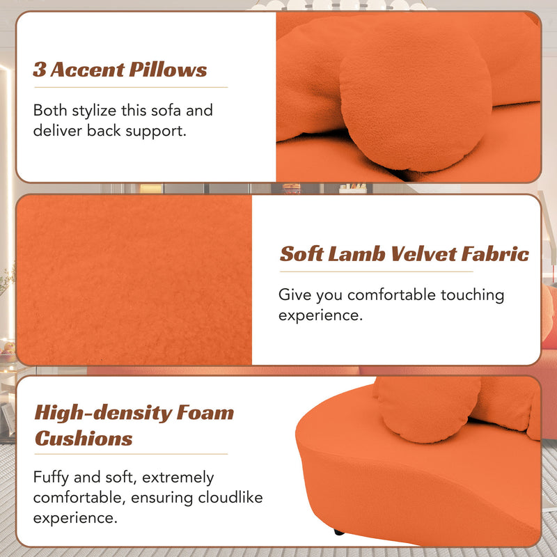 Modern Living Room Sofa Lamb Velvet Upholstered For Home