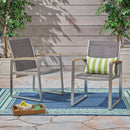Poetic - Outdoor Dining Chair With Faux Wood Arms And Aluminum Frame (Set of 2) - Gray
