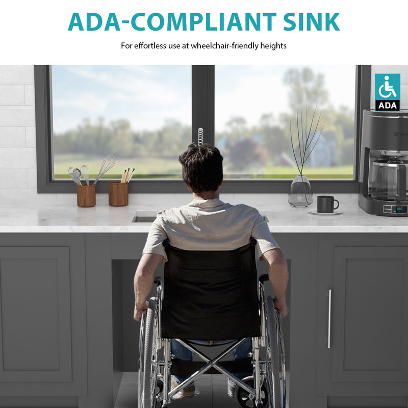 Ada-Compliant 23" Undermount Sink, Low Depth Single Bowl - Brushed Nickel