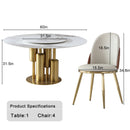 Round Stone Burning Table, Modern Marble Dining Table With Chairs