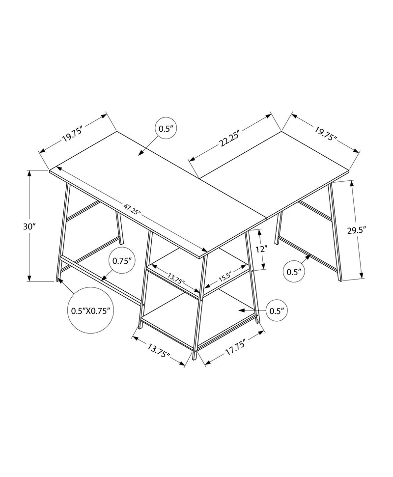 Computer Desk, Home Office, Corner, Storage Shelves, L Shape, Work, Laptop, Contemporary, Modern