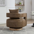 Swivel Accent Open Back Barrel Chair With Weathered Base