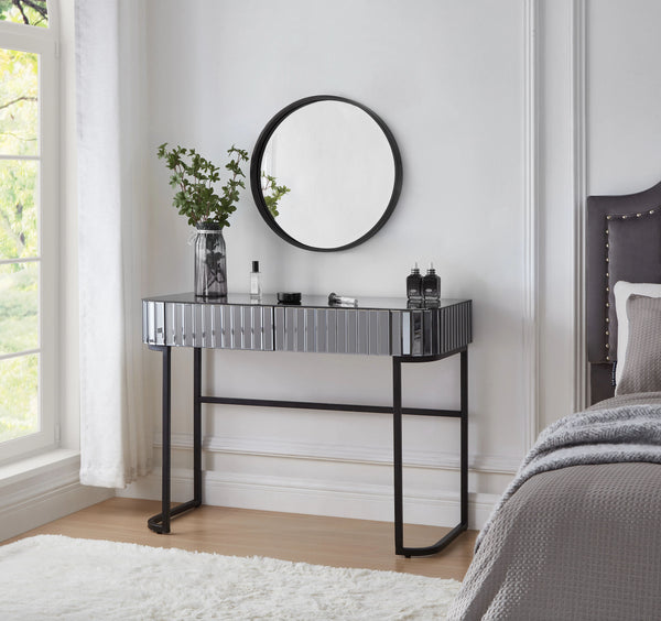 Mirrored Makeup Vanity Table With Stainless Steel Base And 2 Drawers