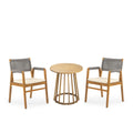 Outdoor 3 Pieces Acacia Wood Dining Set With Cushions