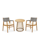 Outdoor 3 Pieces Acacia Wood Dining Set With Cushions