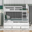 Bunk Bed With Trundle And Drawers, Arched Headboard And Footboard