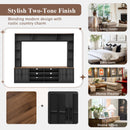 Wall Unit Entertainment Center With Bookshelves For TVs Up To 80", Tempered Glass Doors And Adjustable Shelves