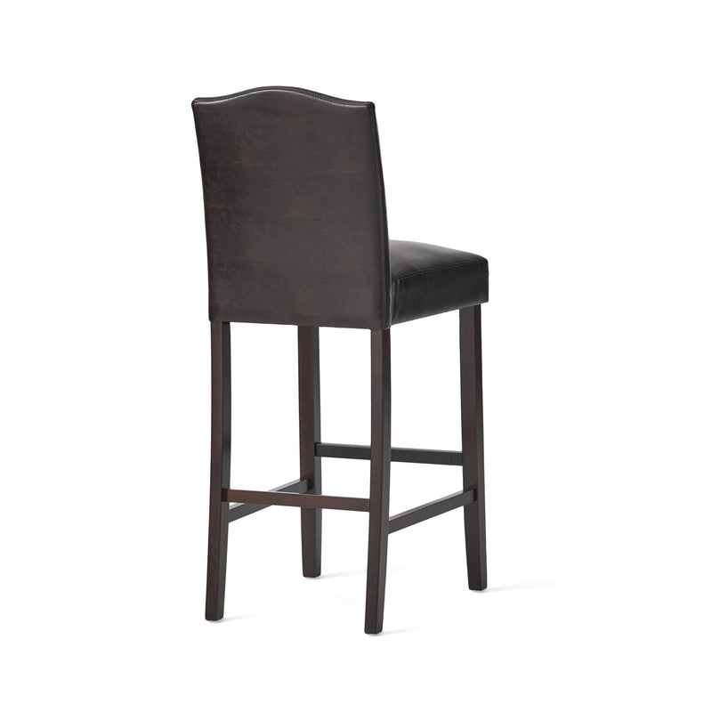 Bar Stools (Set of 2), Upholstered Barstools Armless, Rubber Wood Leg - Brown