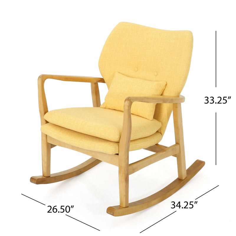 Elegant Solid Wood Rocking Chair With Linen Cushion