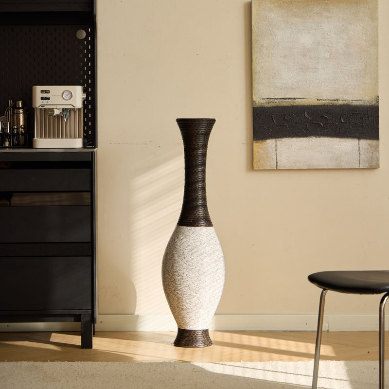 Tall Designer Floor Vase With Elegant 2 Tone