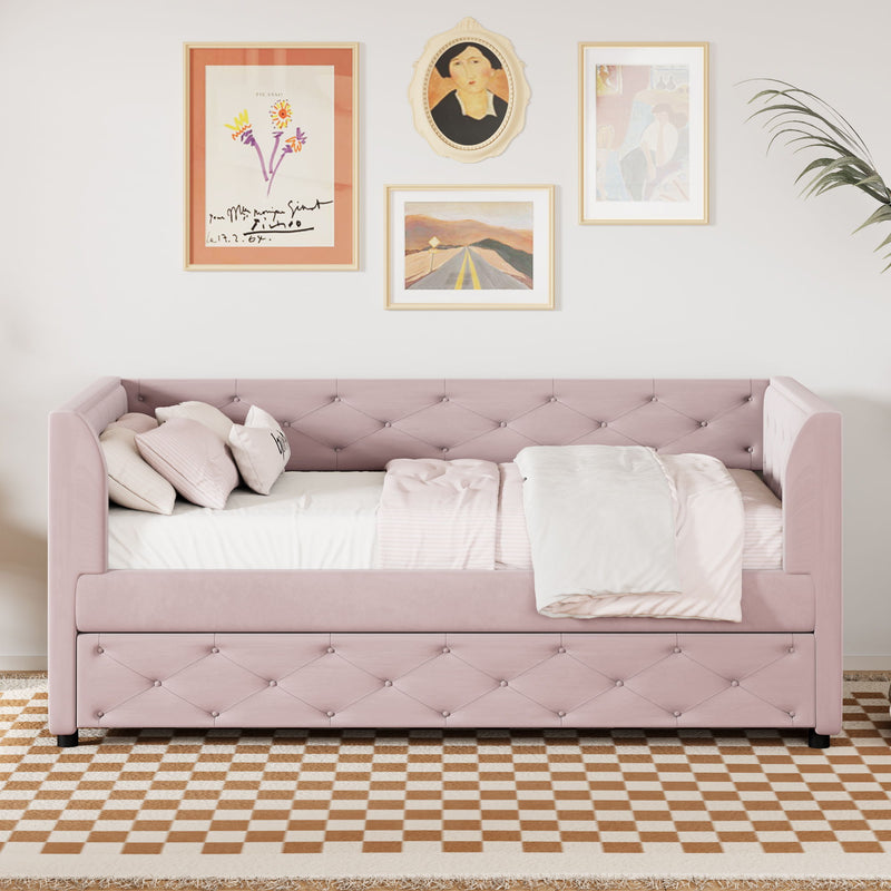 Upholstered Tufted Daybed With Trundle