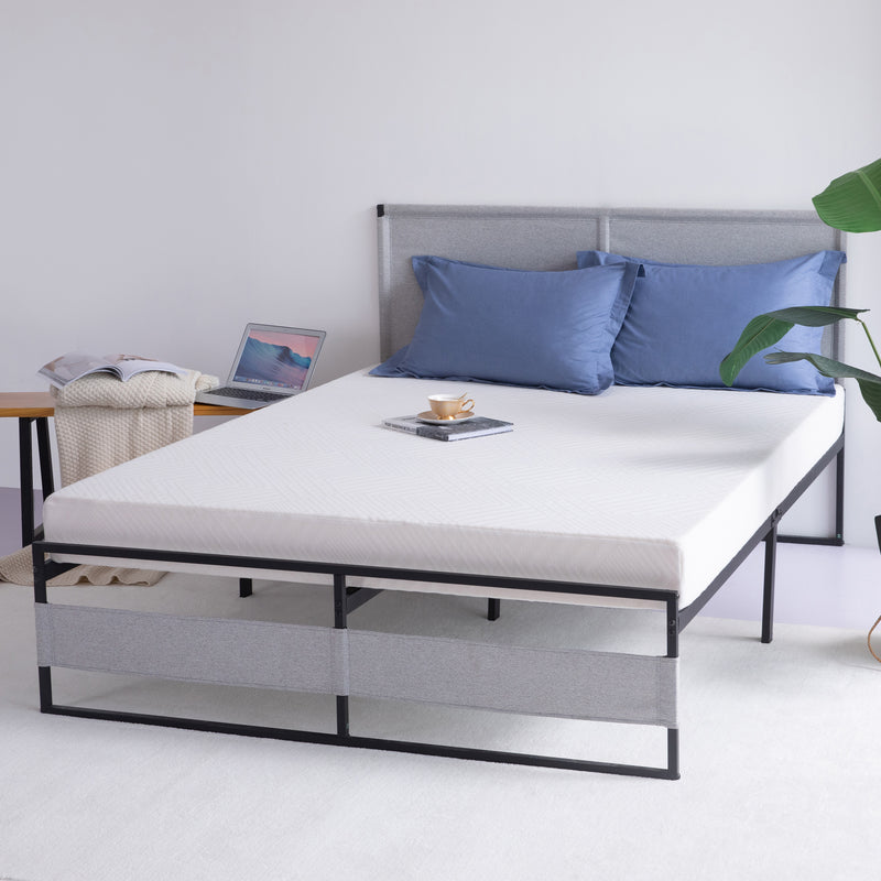 V4 Metal Bed Frame 14 Inch Queen Size with Headboard and Footboard, Mattress Platform with 12 Inch Storage Space