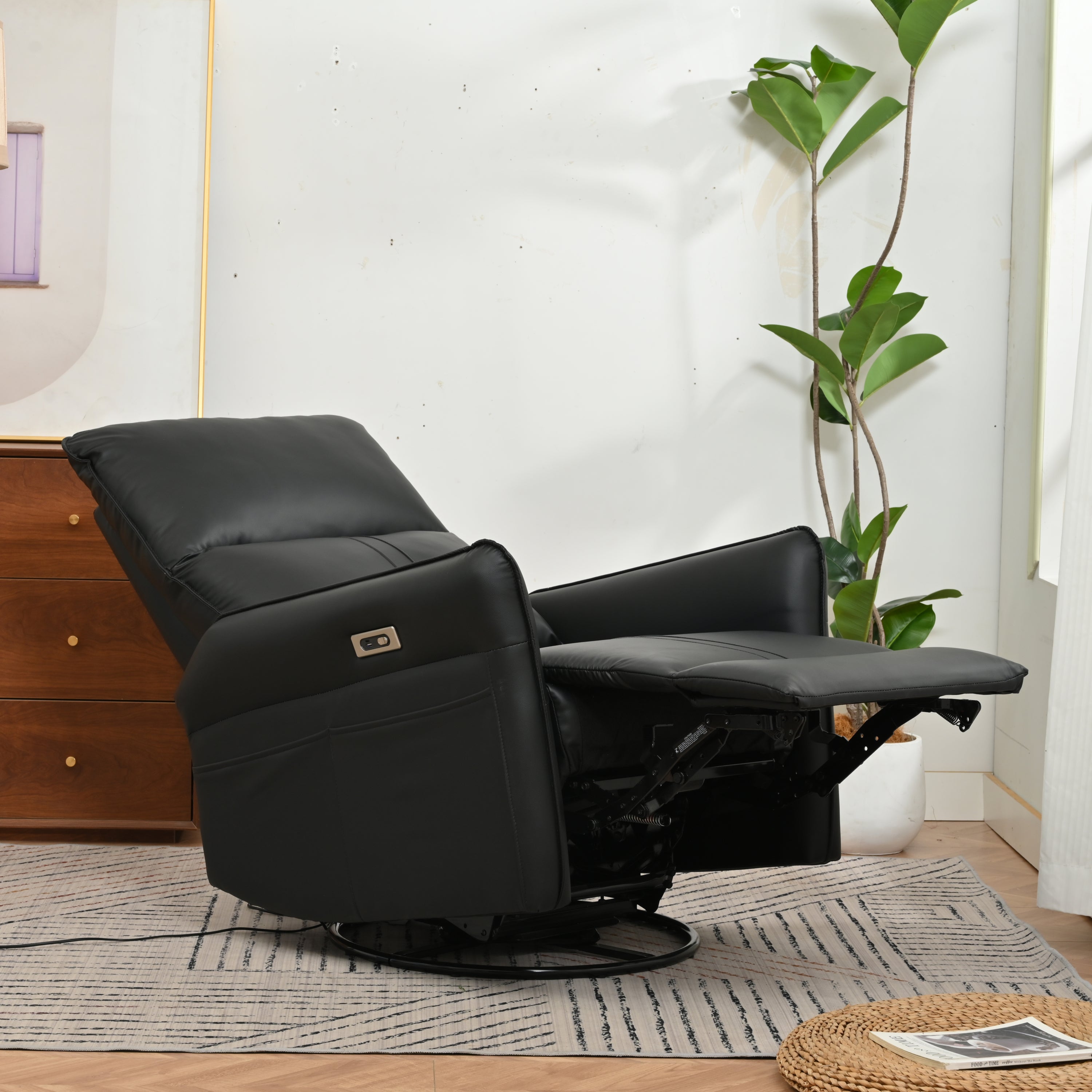 Power Swivel Rocker Recliner Chair for Adults, 270� Swivel Rocking Recliner Chair,Electric Small Recliners for Small Spaces, Single Sofa Recliner for Living Room, Bedroom,RV (Black+270�Swivel) - Atlantic Fine Furniture Melbourne FL