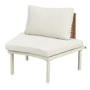 6 Piece Patio Set, Half Moon Outdoor Sectional Sofa With 2 High Low Coffee Tables, 4 Pillows & Cushions