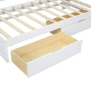 L-Shaped Daybed Corner Bed Under Bed Drawers With Storage Bookcase And Upholstered Headboard And USB Charging Ports