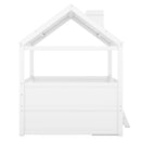 Full Size Wood Bed House Bed Frame,White