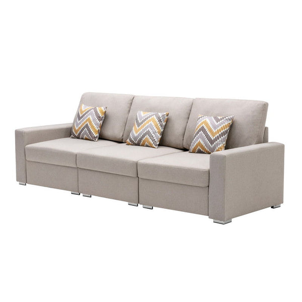 Nolan - Linen Fabric Sofa With Pillows And Interchangeable Legs