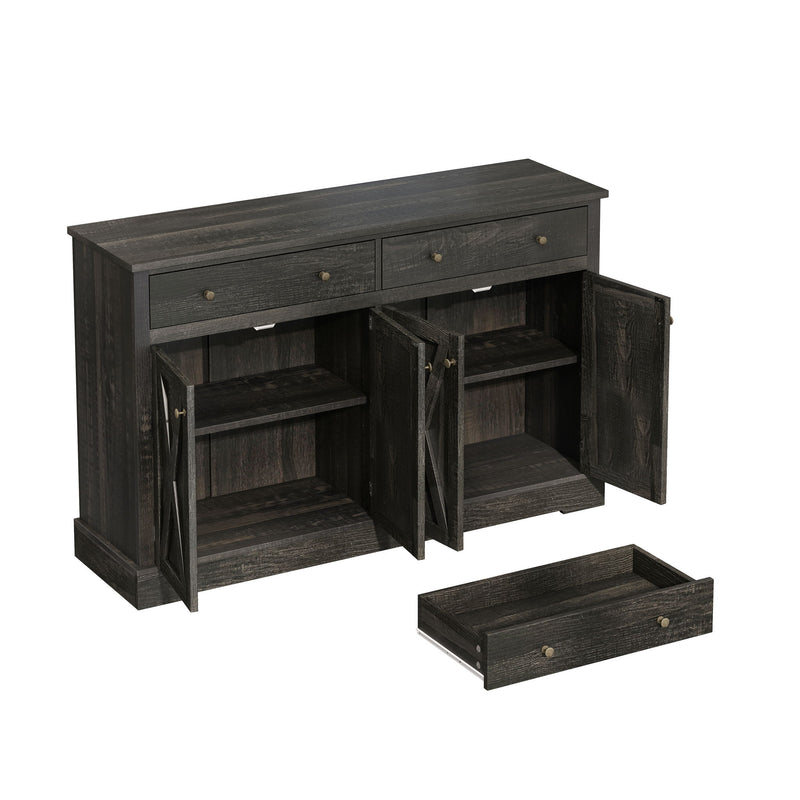 Vintage Sideboard With 2 Drawers And Four Doors For Living Room