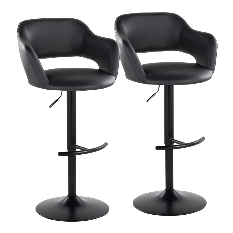 Margarite - Contemporary Adjustable Barstool With Swivel With Rounded T Footrest (Set of 2)