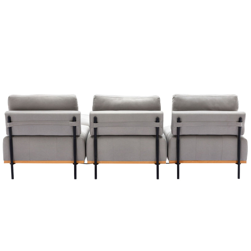 L-Shape Sectional Sofa 3 Seater Couches With A Removable Ottoman, Comfortable For Living Room