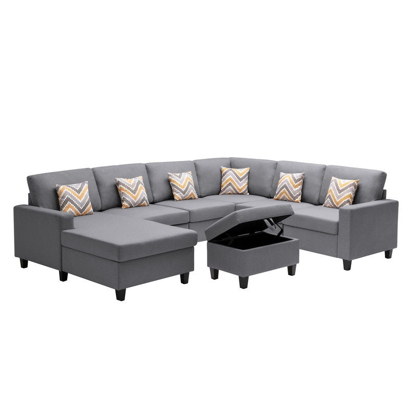 Nolan - 7 Piece Sectional Sofa With Pillows And Interchangeable Legs