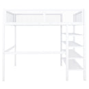 Loft Bed With 4 Tier Shelves And Storage