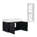 Modern Wall Mounted Bathroom Vanity With Thick Edge Resin Sink And Storage Rack