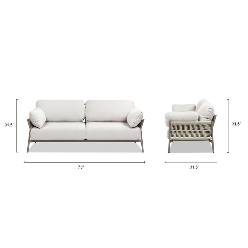 Jasper - Upholstered Patio Deep Seating Sofa - Wheat Beige