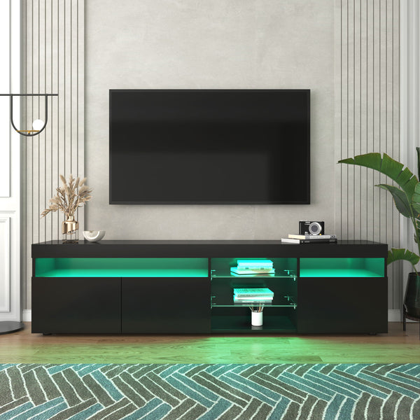 Modern Design TV Stands For TVs Up To 80 Inches, LED Light Entertainment Center, Media Console With Multi - Functional Storage, TV Cabinet For Living Room, Bedroom