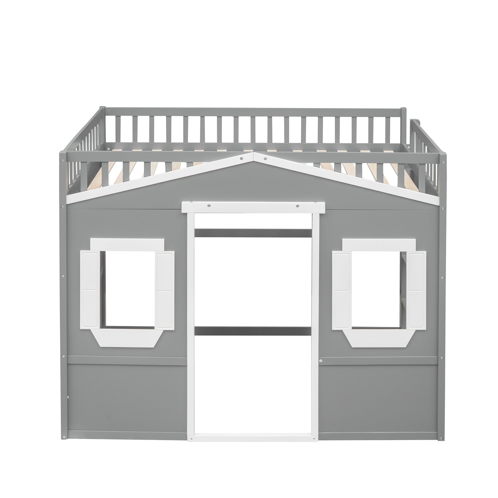 Full Size House Loft Bed With Ladder-Gray+White Frame - Atlantic Fine Furniture Melbourne FL