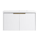 Contemporary Wall Mounted Bathroom Vanity With Resin Double Sink